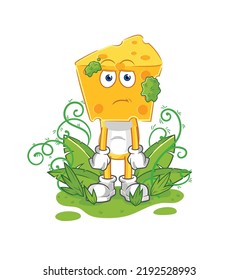the cheese head waiting too long mascot. cartoon vector