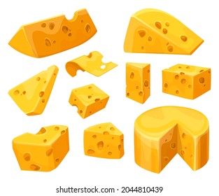 Cheese Heads Slices Lumps Holes Stock Vector (Royalty Free) 2044810439