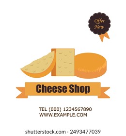 Cheese heads and text on an isolated background
