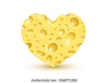 Cheese heart organic icon, food object white background. Vector illustration
