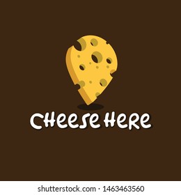 Cheese Here Logo. A Cheese logo suitable for restaurant, cafe or other business logo