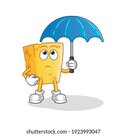 cheese holding an umbrella illustration. character vector