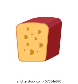 Cheese with holes cut in half on a white background