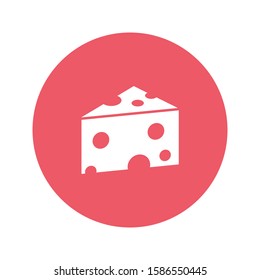 Cheese with holes. Piece of cheese.  Simple vector icon. Consumer goods. Commodities.