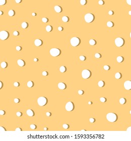 Cheese holes seamless pattern with circle spots and pastel yellow background. Neutral food texture repeat design for a market banner or poster background.