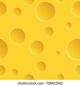 Cheese with holes seamless pattern, vector illustration
