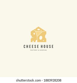 Cheese House logo icon sign symbol design concept. Vector illustration