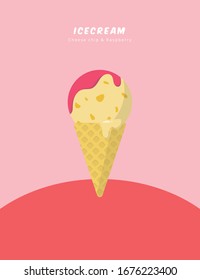 Cheese Ice cream Vector Illustration