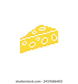  icono de queso de 8 bits, icono de la comida de píxeles para el logotipo del juego. 