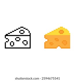  cheese  icon 8 bit, pixel art food icon  for game  logo. 