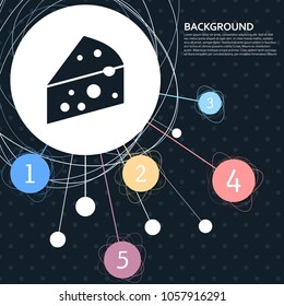 Cheese icon with the background to the point and with infographic style. Vector illustration