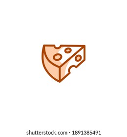 Cheese icon. Bakery icon. Simple, flat, outline, brown, two tones, color.