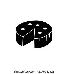 Cheese icon in black flat glyph, filled style isolated on white background