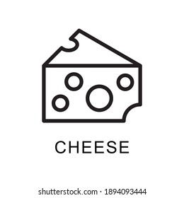 Cheese icon, black line isolated on white background, vector illustration.