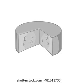 Cheese icon in black monochrome style isolated on white background. Food symbol vector illustration
