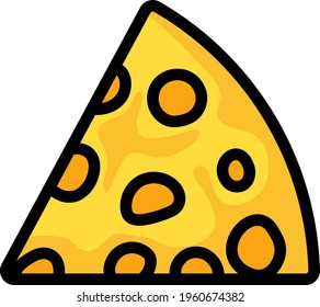 Cheese Icon. Editable Bold Outline With Color Fill Design. Vector Illustration.