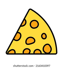 Cheese Icon. Editable Bold Outline With Color Fill Design. Vector Illustration.