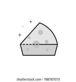 Cheese icon in flat outlined grayscale style. Vector illustration.