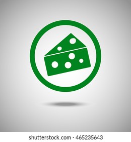 Cheese icon. Flat style. Grey background. Vector illustration.
