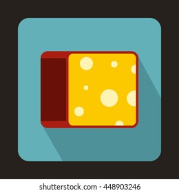 Cheese icon in flat style on a light blue background