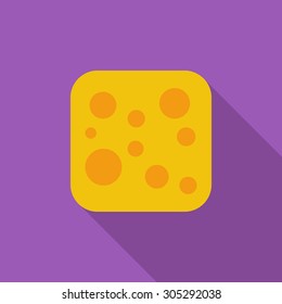 Cheese icon. Flat vector related icon with long shadow for web and mobile applications. It can be used as - logo, pictogram, icon, infographic element. Vector Illustration.