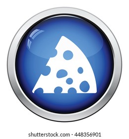 Cheese icon. Glossy button design. Vector illustration.