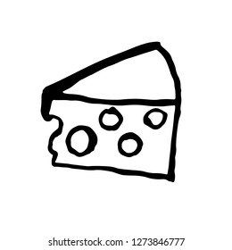 Cheese icon. Ink vector sign. Grunge illustration.