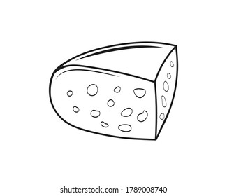 Cheese icon isolated on white. Stencil food. Sketch vector stock illustration. EPS 10