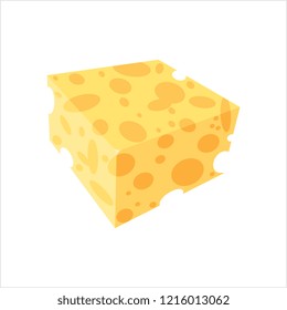 Cheese Icon, Line Art Design, Vector Art Illustration