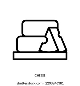 cheese icon. Line Art Style Design Isolated On White Background