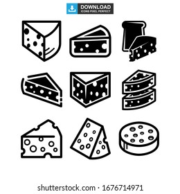 Icono de queso o logotipo símbolo de signo aislado ilustración vectorial - Colección de iconos vectoriales de estilo negro de alta calidad
