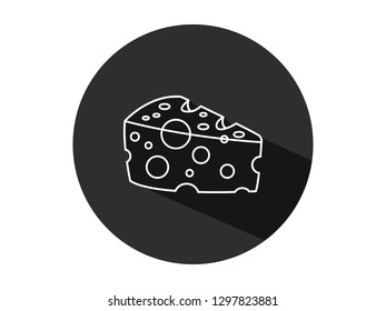 cheese icon with long shadows, cheese icon with modern line art style, cute cheese illustrations, cheese icon