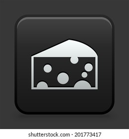 Icono de queso en botón blanco y negro 
