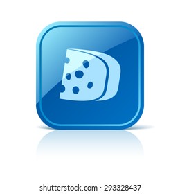 Icono de queso en botón web azul