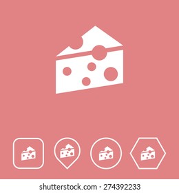Cheese Icon on Flat UI Colors with Different Shapes. Eps-10.