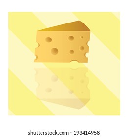 cheese icon on striped background