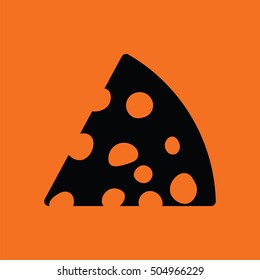 Cheese icon. Orange background with black. Vector illustration.