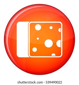 Cheese icon in red circle isolated on white background vector illustration