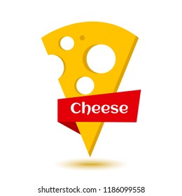 Cheese icon with ribbon. Vector illustration