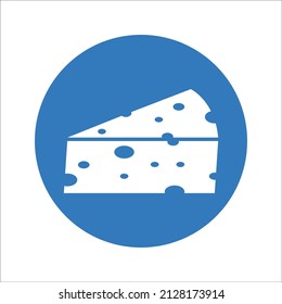 Cheese icon. Rounded blue vector design.