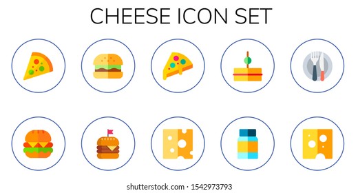 cheese icon set. 10 flat cheese icons.  Simple modern icons about  - pizza, burger, hamburguer, sandwich, mayonnaise, food