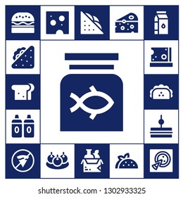  cheese icon set. 17 filled cheese icons.  Simple modern icons about  - Burger, Sandwich, Fish food, Sauces, Cheese, Taco, No fast food, Bitterballen, Food, Milk, Pizza