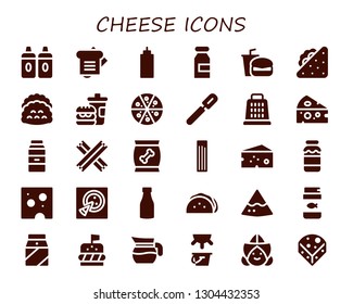cheese icon set. 30 filled cheese icons.  Collection Of - Sauces, Sandwich, Sauce, Milk, Fast food, Tacos, Pizza, Peeler, Grater, Cheese, Churros, Food, Taco, Nachos, Fish food