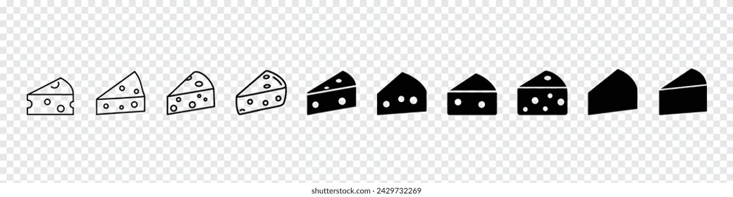 Conjunto de iconos de queso. Icono de línea de queso, icono de queso vectorial, signo de mantequilla sobre fondo blanco. icono de quesos para web y aplicación, iconos de queso