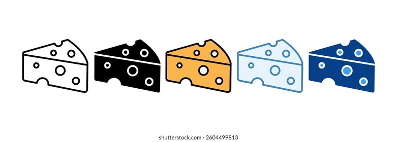 Cheese Icon Set Multiple Style Collection