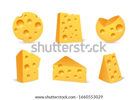 Cheese icon set in realistic style isolated on white