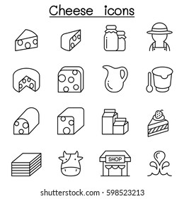 Cheese icon set in thin line style