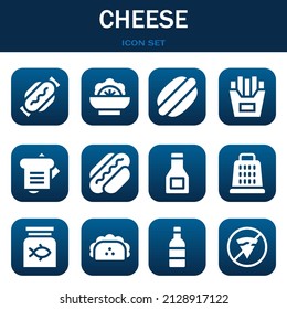 cheese icon set. Vector thin line illustrations related with Hot dog, Salad and Hot dog