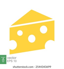 Cheese icon. Simple flat style. Slice of cheese, yellow piece of cheddar cheese, food concept. Vector illustration isolated on white background. EPS 10.