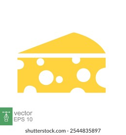 Cheese icon. Simple flat style. Slice of cheese, yellow piece of cheddar cheese, food concept. Vector illustration isolated on white background. EPS 10.